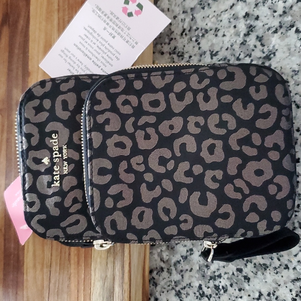 Kate spade mini backpack purse black leopard
